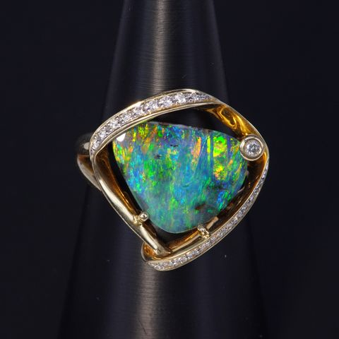 14K Yellow Gold Boulder Opal Ring