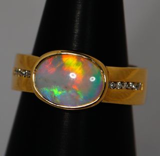 14K Yellow Gold Light Opal Ring