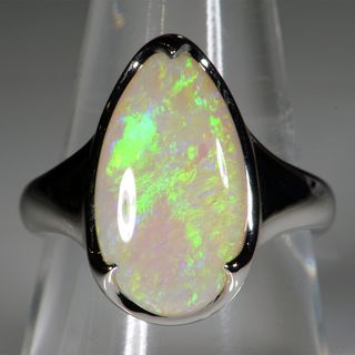 14K White Gold Light Opal Ring