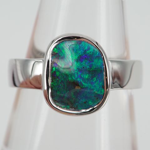 Sterling Silver Boulder Opal Ring