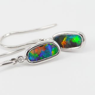 18K White Gold Boulder Opal Earrings