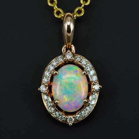 14K Rose Gold Light Opal Pendant