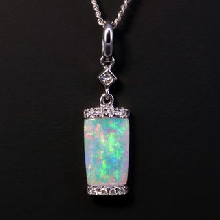 14K White Gold Light Opal Pendant