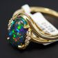 18K Yellow Gold Black Opal Ring