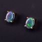 9K Yellow Gold Black Opal Earrings