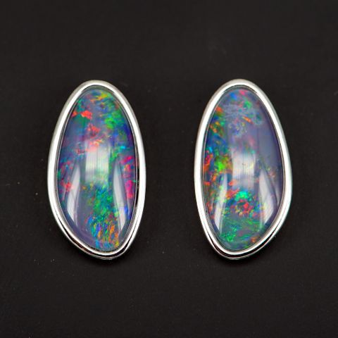 Sterling Silver Triplet Opal Earrings