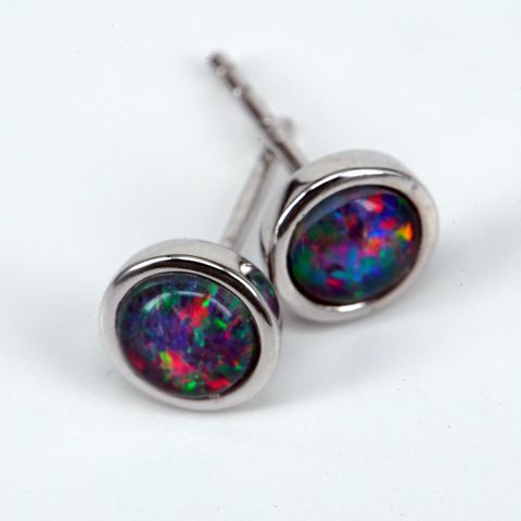Sterling Silver Triplet Opal Earrings