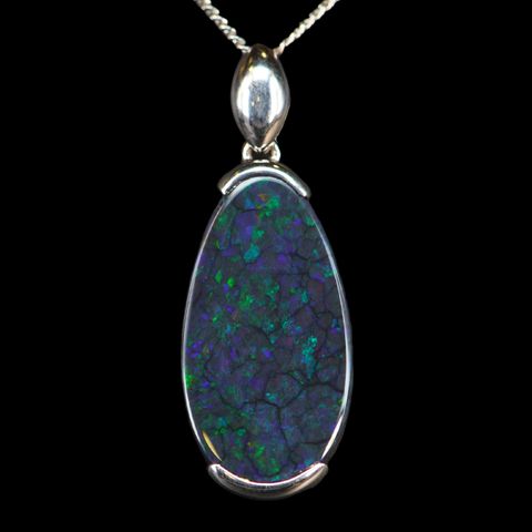 Sterling Silver Black Opal Pendant