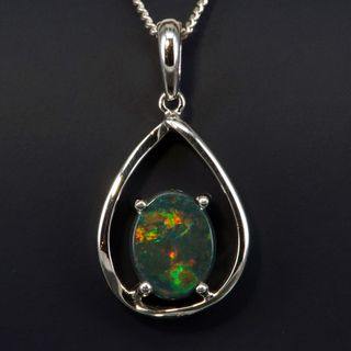 Sterling Silver Black Opal Pendant