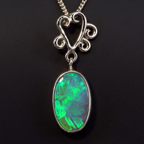 Sterling Silver Black Opal Pendant