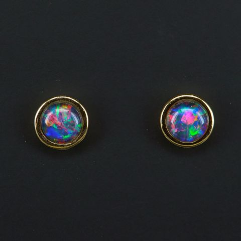 Starling Silver Gold Plated Triplet Opal Earrings