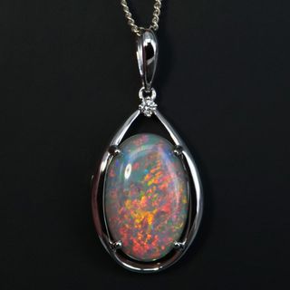 14K White Gold Light Opal Pendant