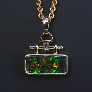 14K Yellow Gold Boulder Opal Pendant