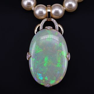 14K Yellow Gold Light Opal Pendant