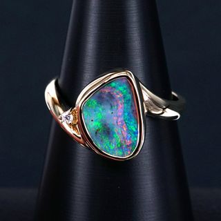 14K Yellow Gold Boulder Opal Ring