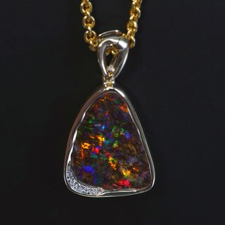 14K Yellow Gold Boulder Opal Pendant