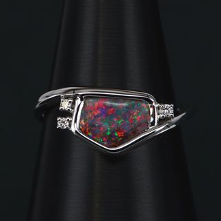 14K White Gold Boulder Opal Ring