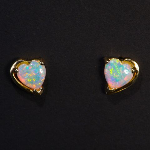 14K Yellow Gold Light Opal Earrings