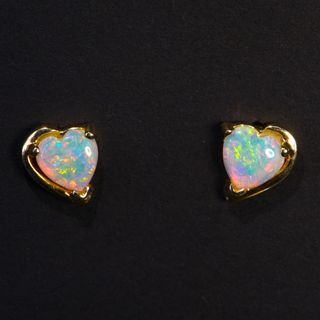 14K Yellow Gold Light Opal Earrings