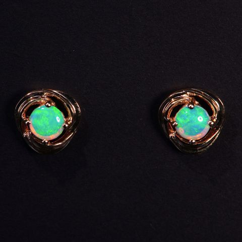 14K Yellow Gold Light Opal Earrings