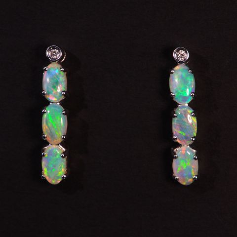 14K White Gold Light Opal Earrings