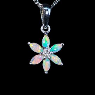 9K White Gold Light Opal Pendant