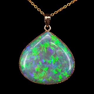 14K Yellow Gold Crystal Light Opal Pendant