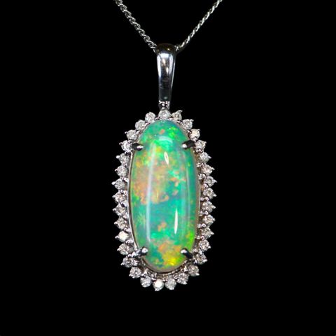 18K White Gold Light Opal Pendant