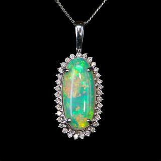 18K White Gold Light Opal Pendant