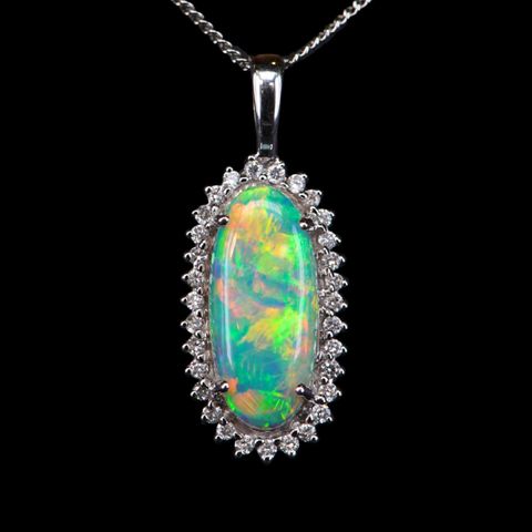 18K White Gold Light Opal Pendant