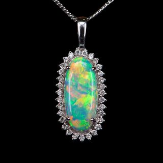 18K White Gold Light Opal Pendant
