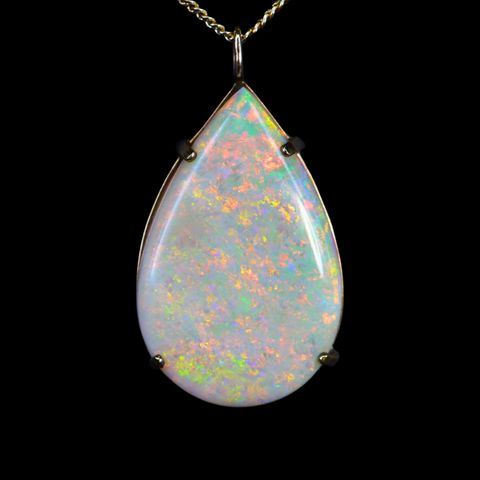 9K Yellow Gold Light Opal Pendant