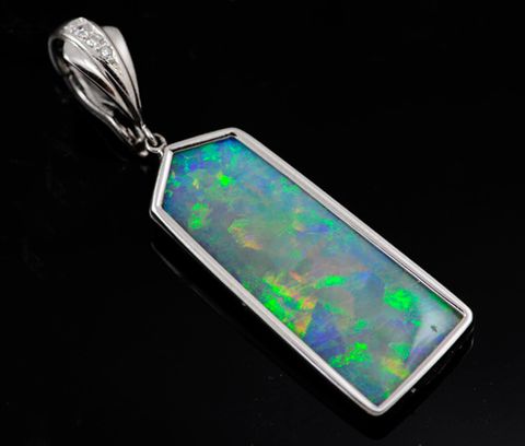 18K White Gold Light Opal Pendant  / Enhancer