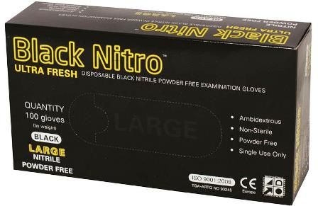 Nitrile Gloves, Black X 100 Large