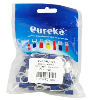 Ring Terminal Blue 1.5-2.5mm  10mm Stud 27 100 PKT