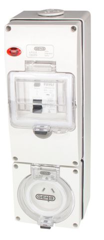 Switched Socket Outlet 3 Pin 15A RCD 3G base IP66