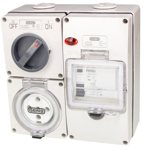 Switched Socket Outlet 5 Pin 32A RCD 4G base IP66