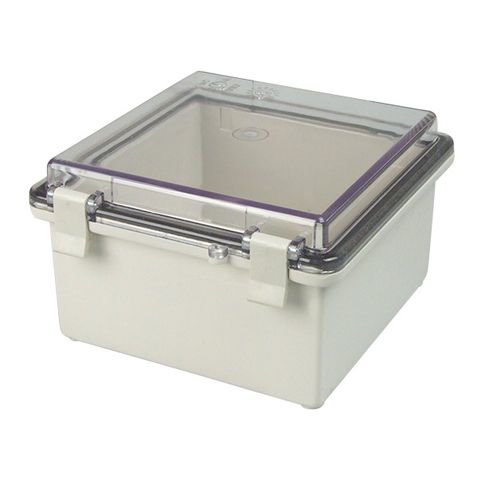 Enclosure ABS Grey Body Clear Hinged Lid 90x120x70
