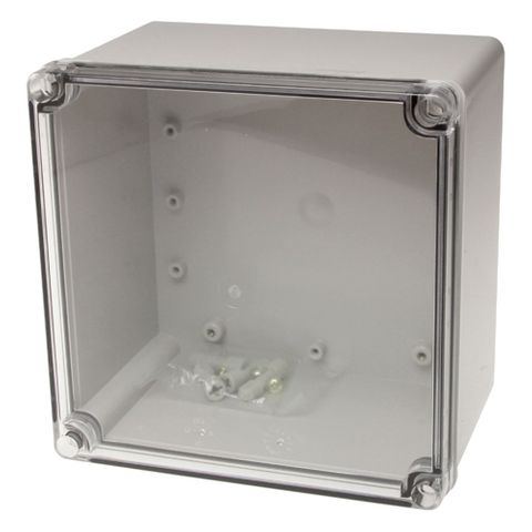 Enclosure ABS Grey Body Clr Screw Lid 200x200x130