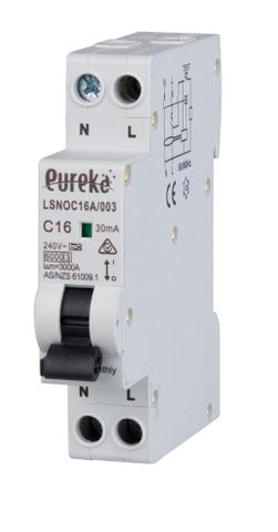 RCBO EUREKA 1 Pole Compact 40A C Curve 6kA 30mA