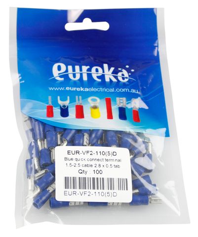 Quick Conne Blue 1.5-2.5mm 6.3 x 0.5mm 15A 100 PKT