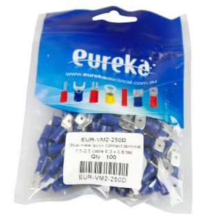 Quick Con Blue 1.5-2.5mm  6.3 x 0.8mm 100 PKT