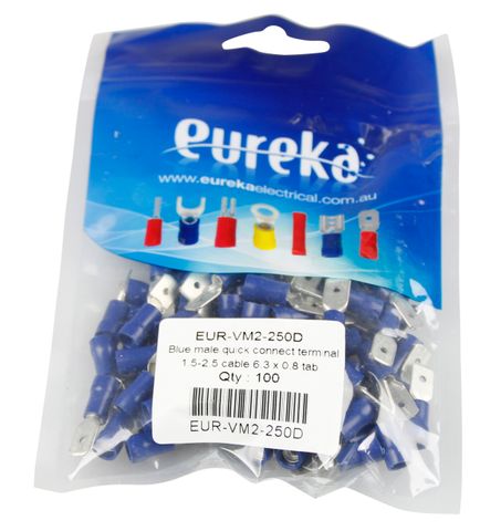 Quick Con Blue 1.5-2.5mm  6.3 x 0.8mm 100 PKT