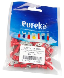 Quick Con Red 0.5-1.5mm  6.3x0.8mm Tab 100 PKT