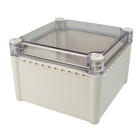 Enclosure ABS Grey Body Clear Screw Lid 100x200x70