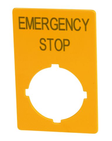 Label 33 x 50mm Yellow  Emergency Stop