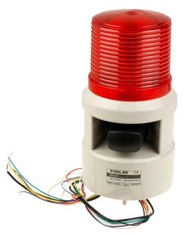 Warning Lite/Sound IP54 100mm 105dB Red 24vdc
