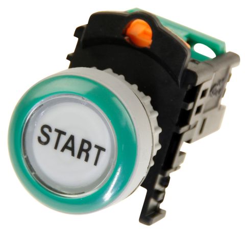 Pushbutton flush Green Start label c/w 1 N/O