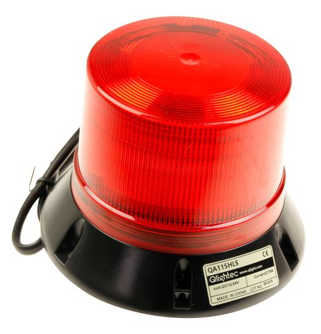Warning light H-duty IP66 115mm Red 12-24vdc