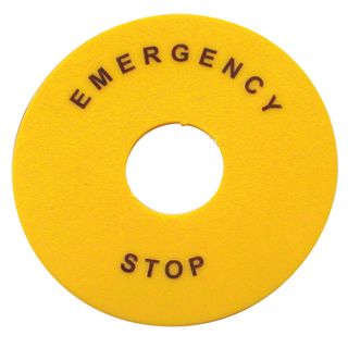 Pushbutton Legend Plate Yellow Gas Emerg Stop 55mm